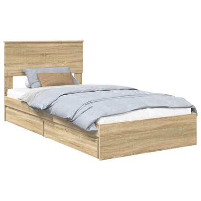 Letto con Contenitore con testiera Rovere Sonoma 100 x 200 cm | homemem39