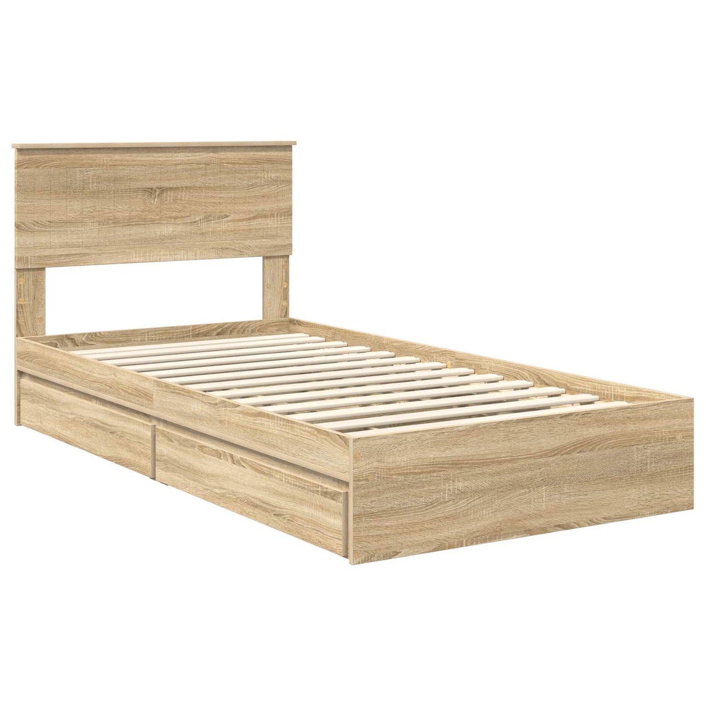 Letto con Contenitore con testiera Rovere Sonoma 100 x 200 cm | homemem39