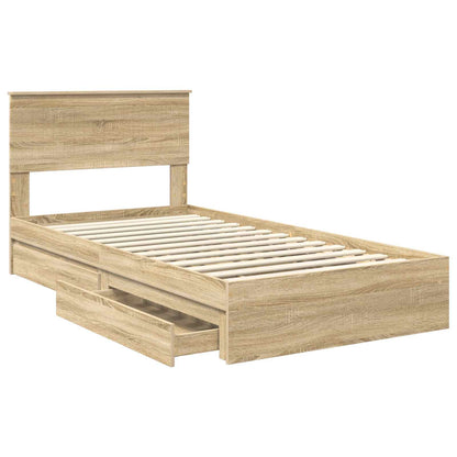 Letto con Contenitore con testiera Rovere Sonoma 100 x 200 cm | homemem39