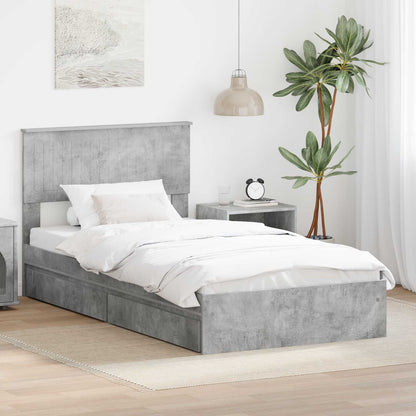 Letto con Contenitore con testiera Grigio cemento 100 x 200 cm