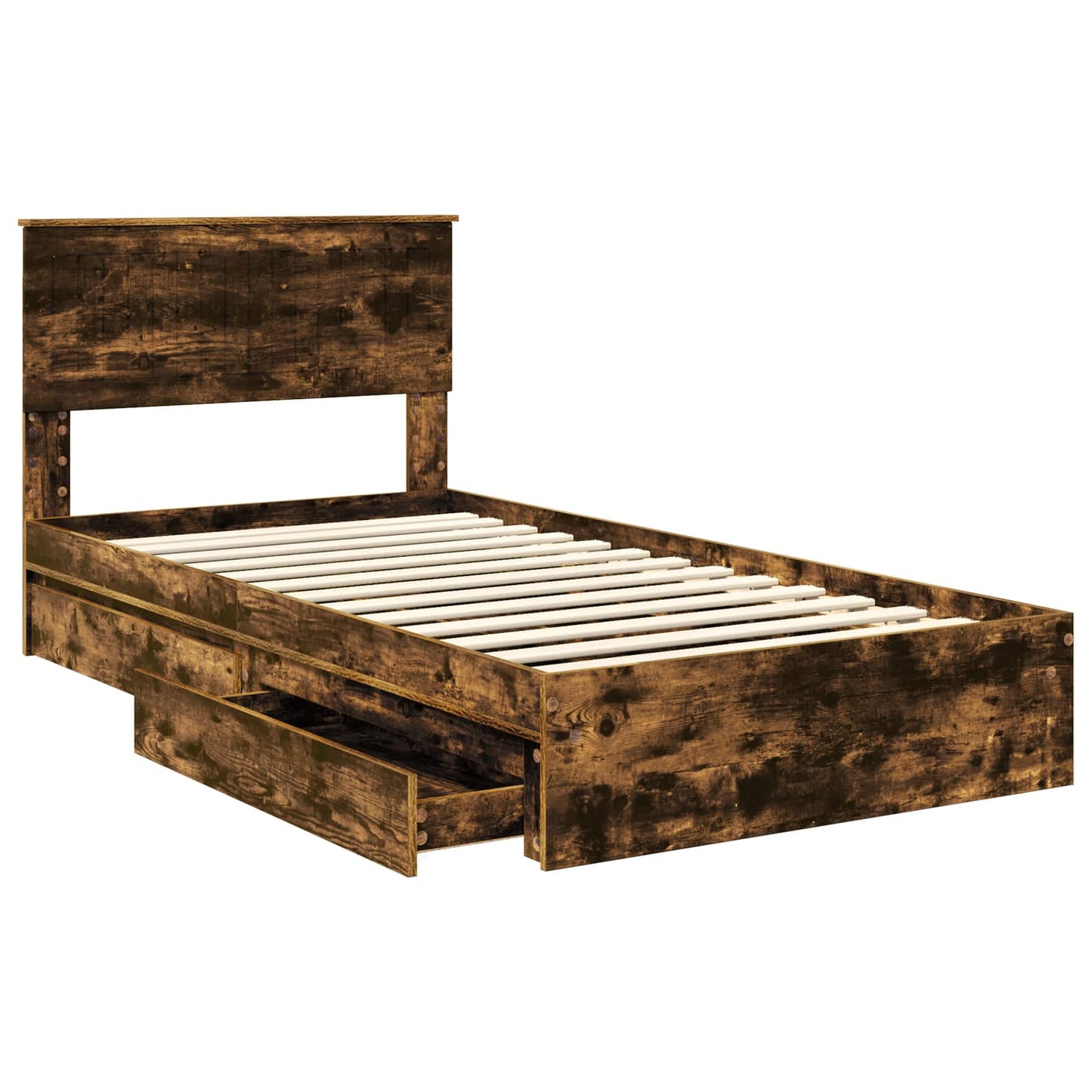 Letto con Contenitore con testiera Rovere fumé 100 x 200 cm | homemem39