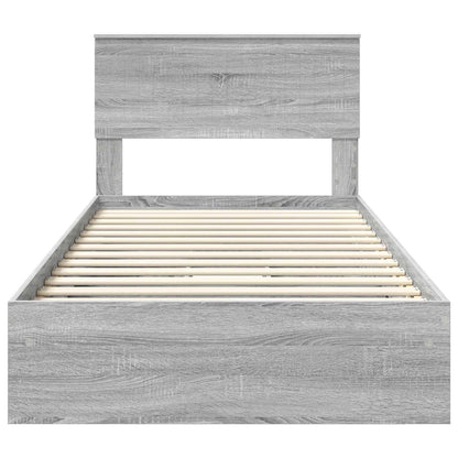 Letto con Contenitore con testiera Grigio Sonoma 100 x 200 cm | homemem39
