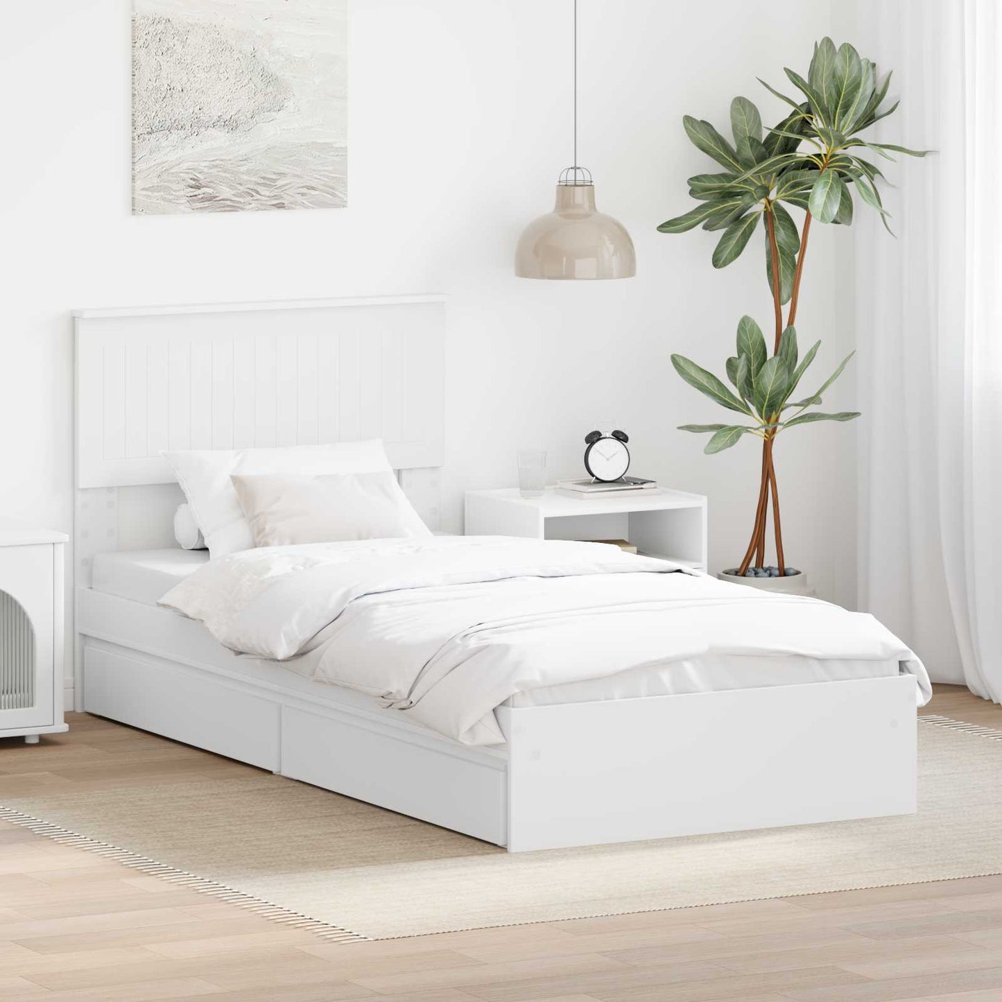 Letto con Contenitore Bianco 90 x 200 cm Legno multistrato | homemem39