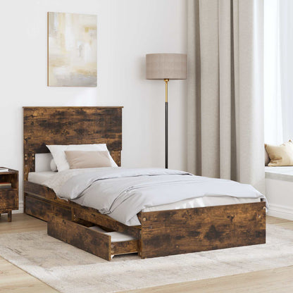 Letto con Contenitore Rovere fumé 90 x 200 cm Legno multistrato | homemem39
