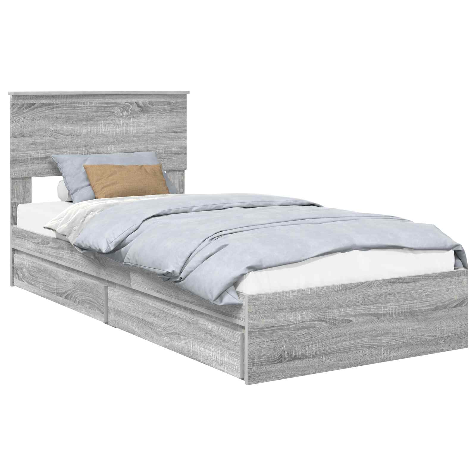 Letto con Contenitore con testiera Grigio Sonoma 90 x 200 cm | homemem39