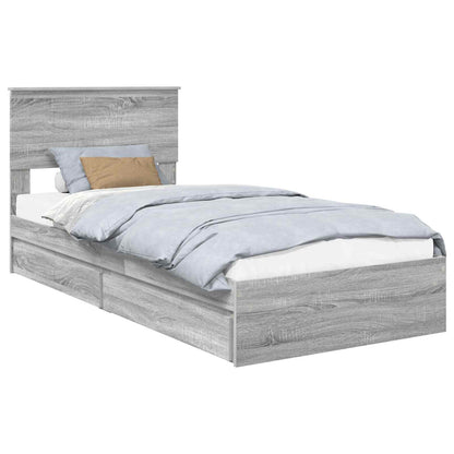 Letto con Contenitore con testiera Grigio Sonoma 90 x 200 cm | homemem39