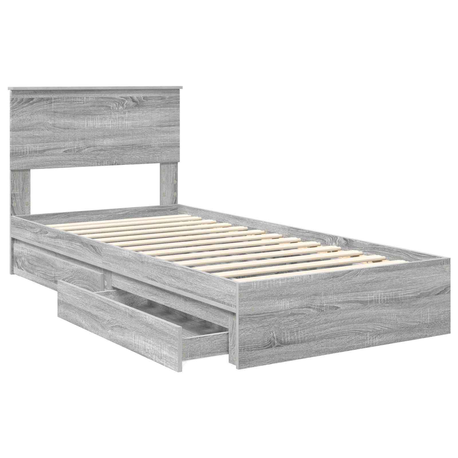 Letto con Contenitore con testiera Grigio Sonoma 90 x 200 cm | homemem39