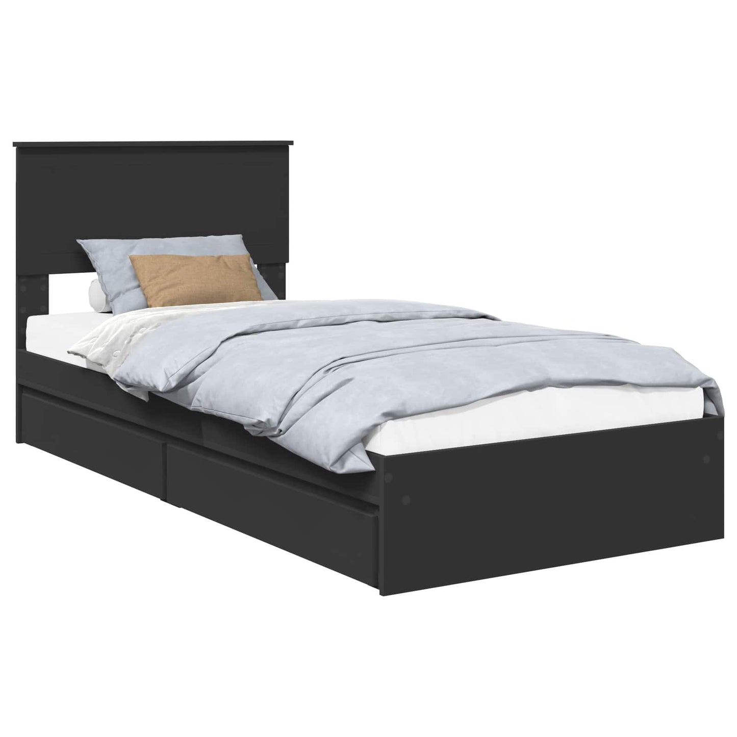 Letto con Contenitore Nero 90 x 190 cm Legno multistrato | homemem39