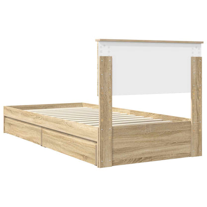 Letto con Contenitore con testiera Rovere Sonoma 90 x 190 cm | homemem39