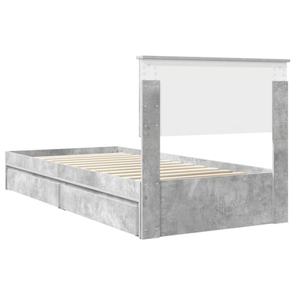 Letto con Contenitore con testiera Grigio cemento 90 x 190 cm | homemem39