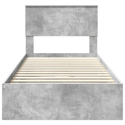 Letto con Contenitore con testiera Grigio cemento 90 x 190 cm | homemem39
