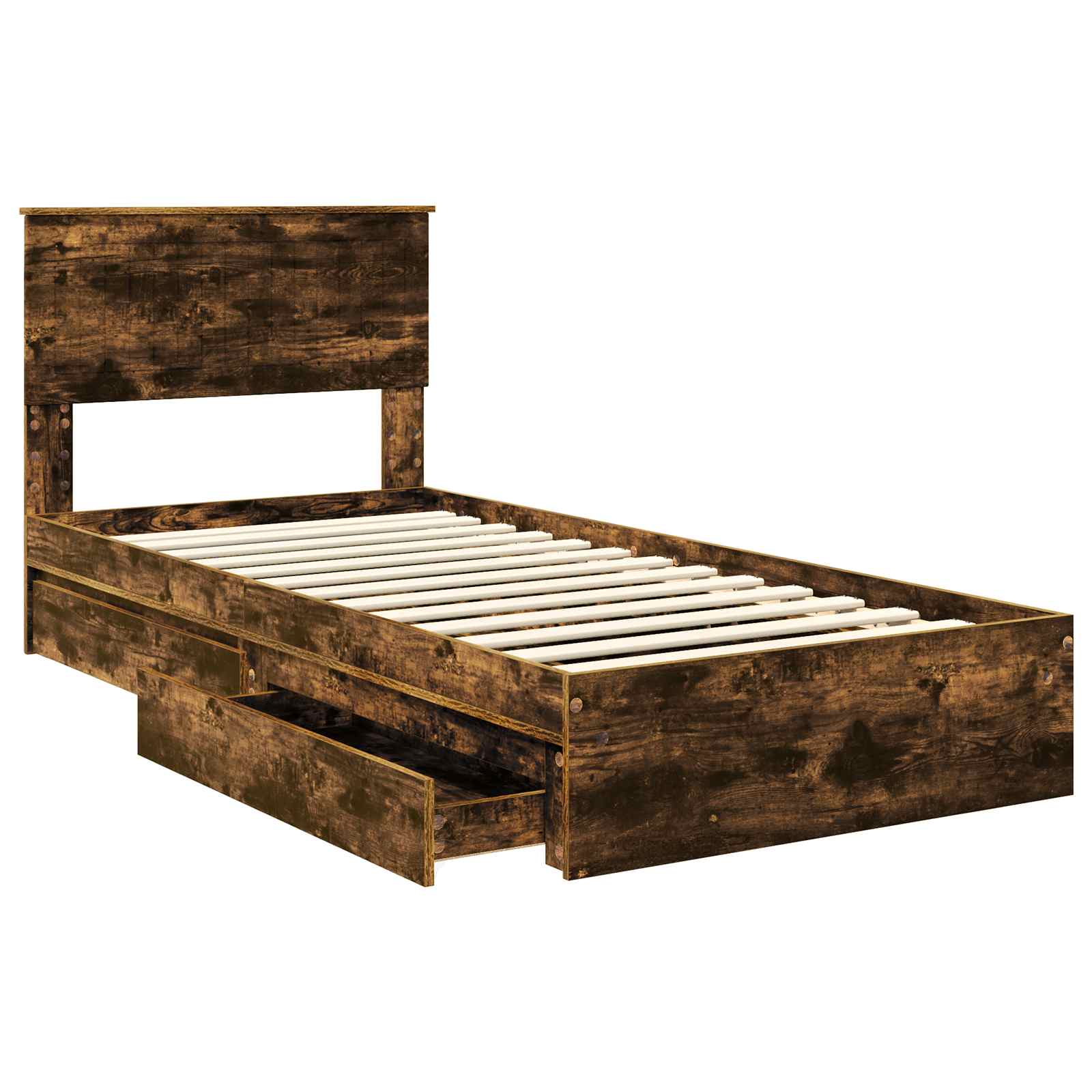 Letto con Contenitore Rovere fumé 90 x 190 cm Legno multistrato | homemem39