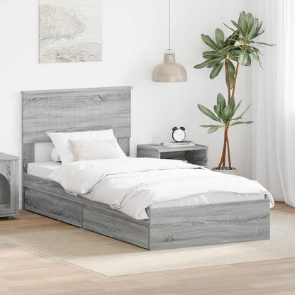 Letto con Contenitore con testiera Grigio Sonoma 90 x 190 cm | homemem39