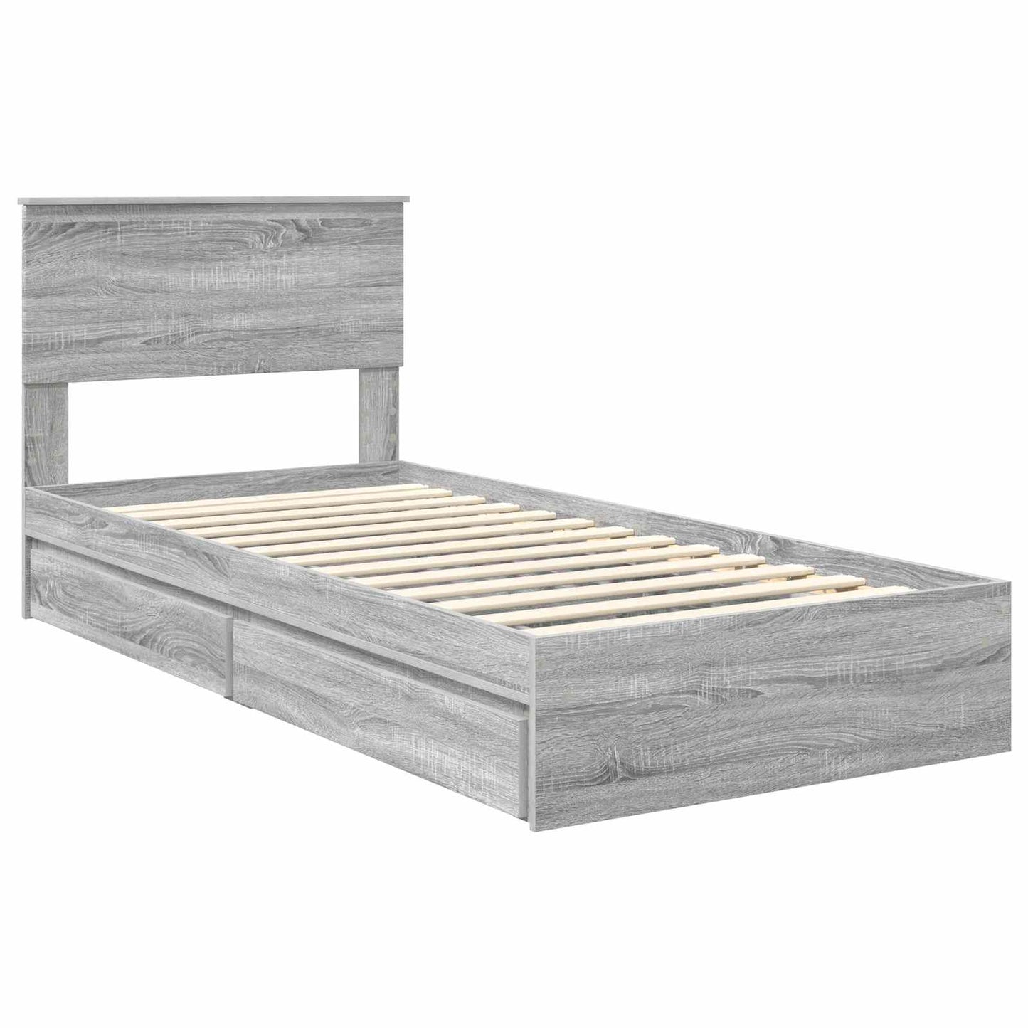 Letto con Contenitore con testiera Grigio Sonoma 90 x 190 cm | homemem39