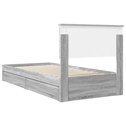 Letto con Contenitore con testiera Grigio Sonoma 90 x 190 cm | homemem39