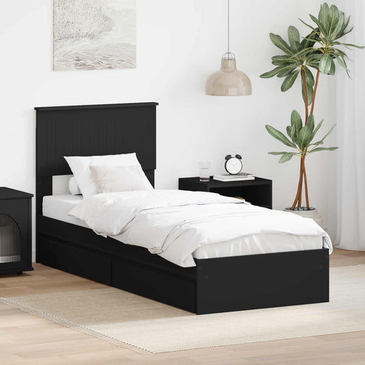 Letto con Contenitore Nero 75 x 190 cm Legno ingegnerizzato