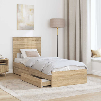 Letto con Contenitore con testiera Rovere Sonoma 75 x 190 cm | homemem39