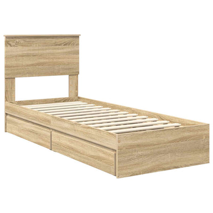 Letto con Contenitore con testiera Rovere Sonoma 75 x 190 cm | homemem39