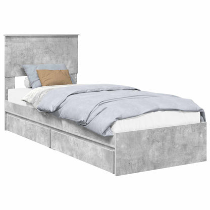 Letto con Contenitore con testiera Grigio cemento 75 x 190 cm | homemem39