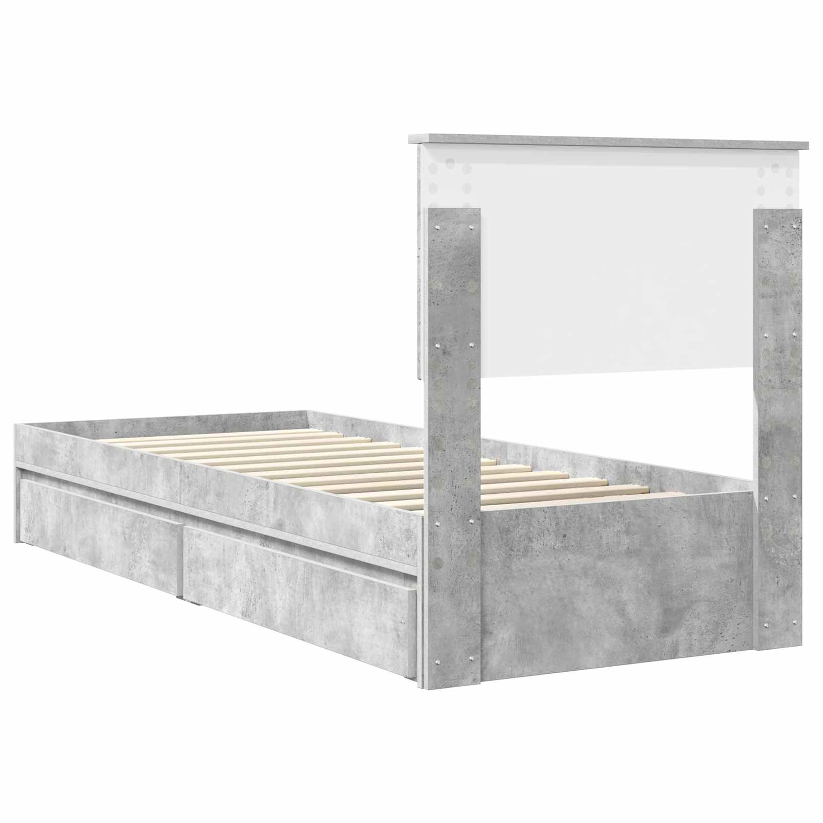 Letto con Contenitore con testiera Grigio cemento 75 x 190 cm | homemem39