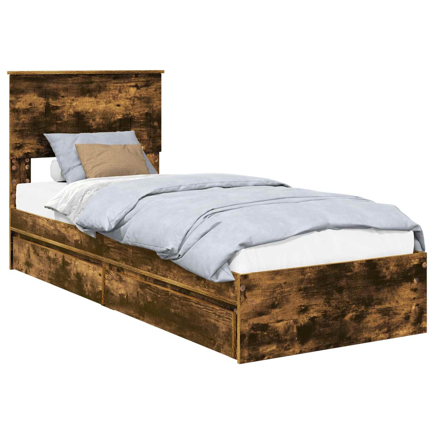 Letto con Contenitore Rovere fumé 75 x 190 cm Legno multistrato | homemem39