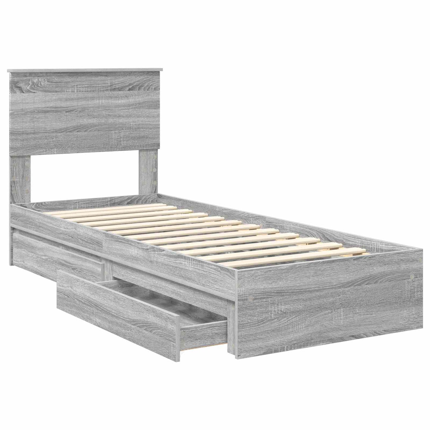 Letto con Contenitore con testiera Grigio Sonoma 75 x 190 cm | homemem39