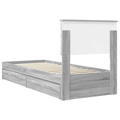 Letto con Contenitore con testiera Grigio Sonoma 75 x 190 cm | homemem39