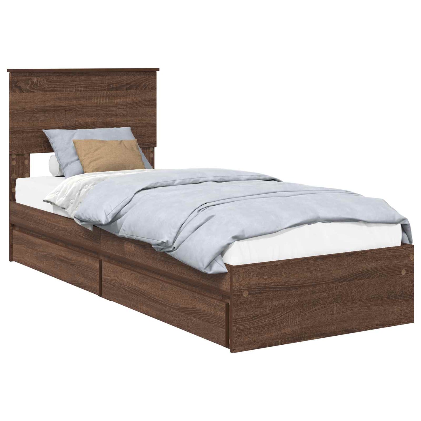 Letto con Contenitore con testiera Rovere Marrone 75 x 190 cm | homemem39