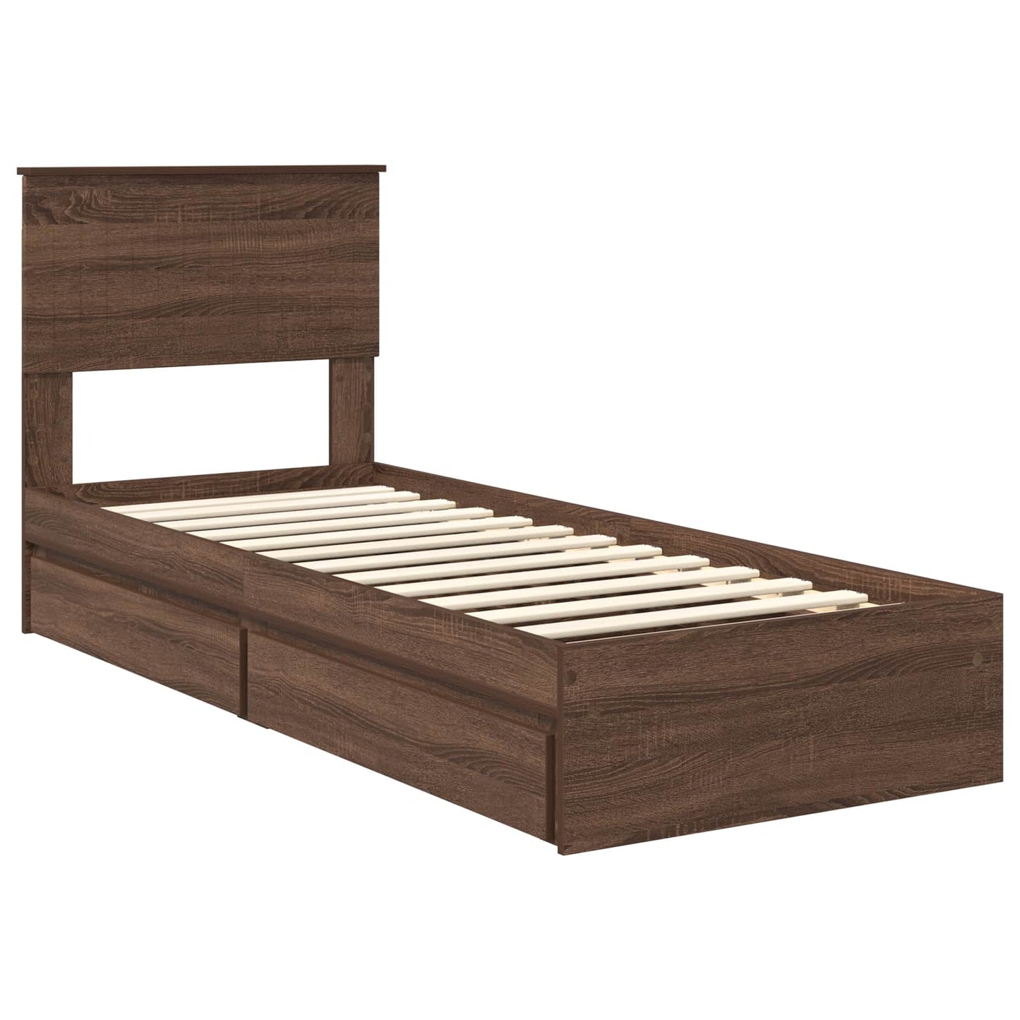 Letto con Contenitore con testiera Rovere Marrone 75 x 190 cm | homemem39