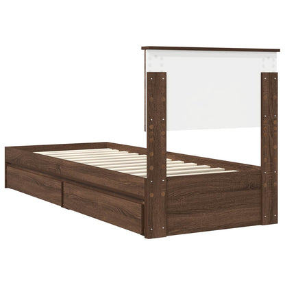 Letto con Contenitore con testiera Rovere Marrone 75 x 190 cm | homemem39