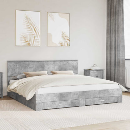 Struttura del letto con cassetto Grigio Cemento 200 x 200 cm | homemem39