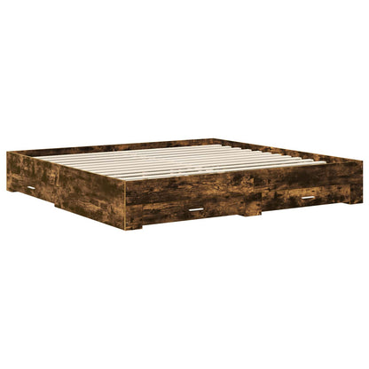 Struttura del letto con cassetto Rovere Fumo 200 x 200 cm | homemem39