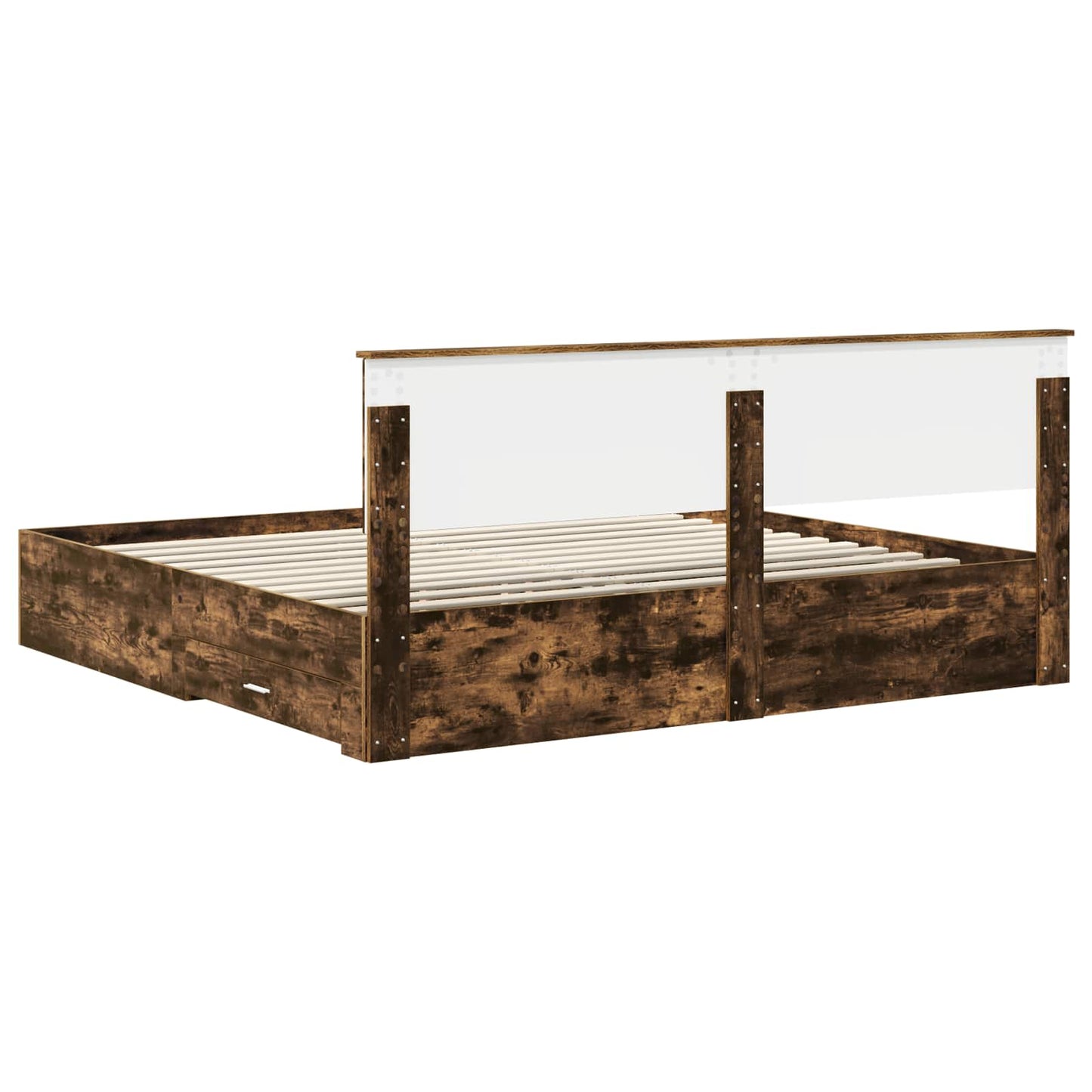 Struttura del letto con cassetto Rovere Fumo 200 x 200 cm | homemem39