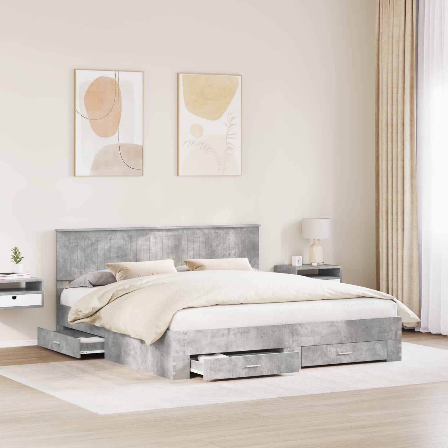 Struttura del letto con cassetto Grigio Cemento 180 x 200 cm | homemem39