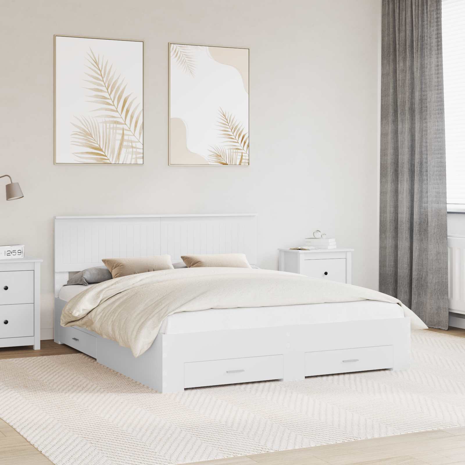 Struttura del letto Bianco 160 x 200 cm Legno ingegnerizzato | homemem39