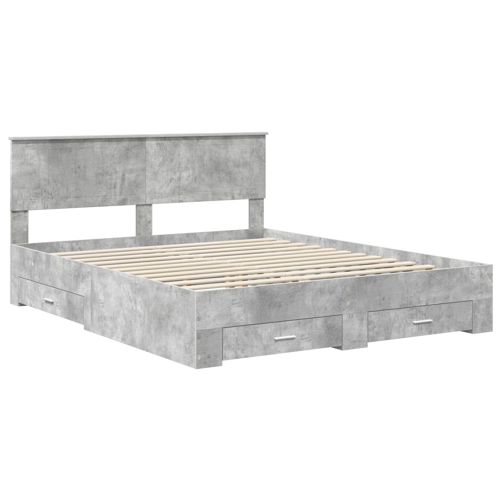 Struttura del letto con cassetto Grigio Cemento 160 x 200 cm | homemem39
