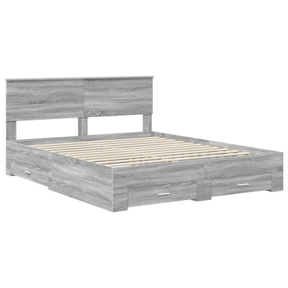Struttura del letto con cassetto Sonoma grigio 160 x 200 cm | homemem39