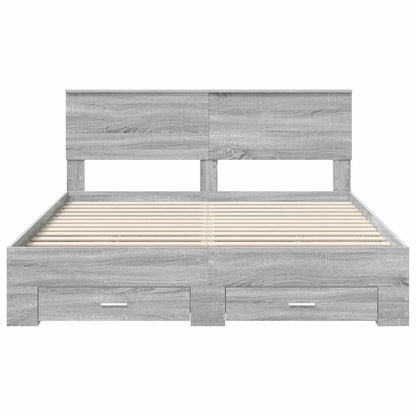 Struttura del letto con cassetto Sonoma grigio 160 x 200 cm | homemem39
