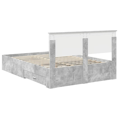 Struttura del letto con cassetto Grigio Cemento 140 x 200 cm | homemem39