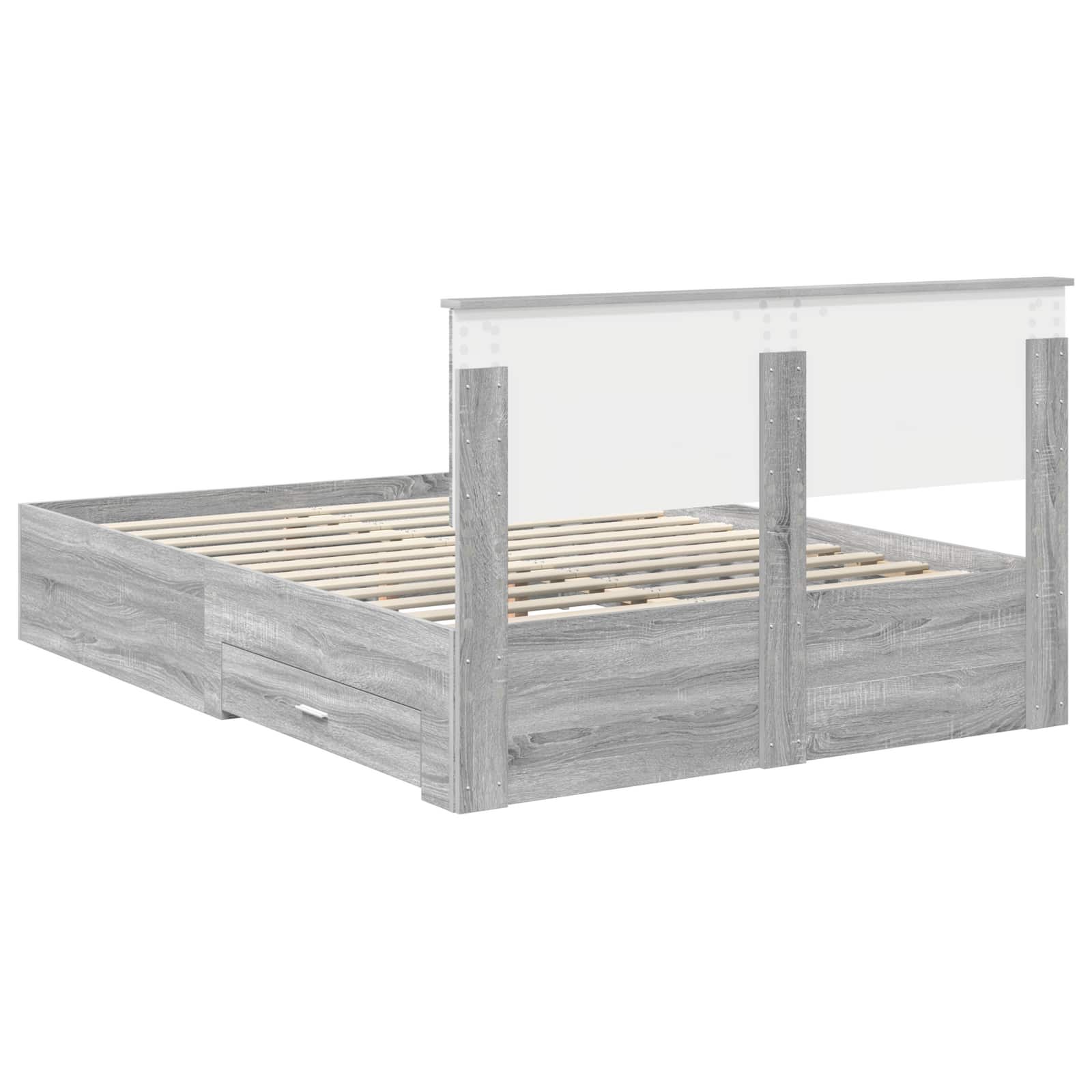 Struttura del letto con cassetto Sonoma grigio 140 x 200 cm | homemem39