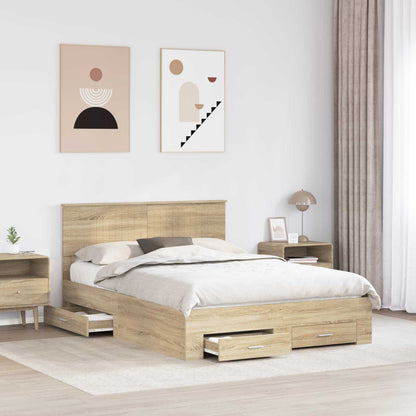 Struttura del letto con cassetto Rovere Sonoma 140 x 190 cm | homemem39