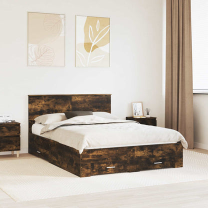 Struttura del letto con cassetto Rovere Fumo 140 x 190 cm | homemem39