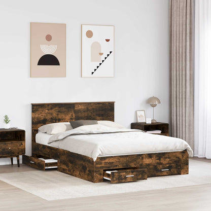Struttura del letto con cassetto Rovere Fumo 140 x 190 cm | homemem39