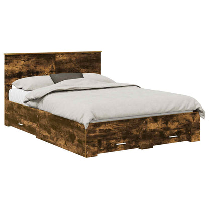 Struttura del letto con cassetto Rovere Fumo 140 x 190 cm | homemem39