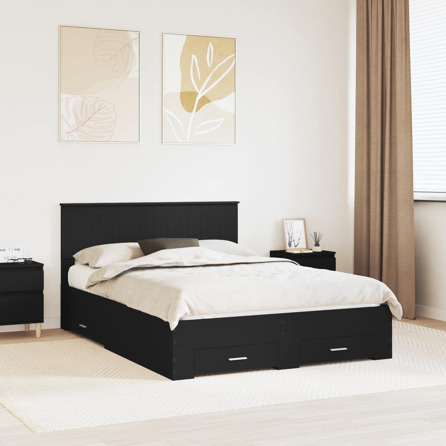 Struttura del letto Nero 135 x 190 cm Legno ingegnerizzato | homemem39