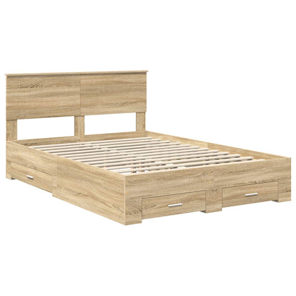 Struttura del letto con cassetto Rovere Sonoma 135 x 190 cm | homemem39