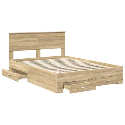Struttura del letto con cassetto Rovere Sonoma 135 x 190 cm | homemem39