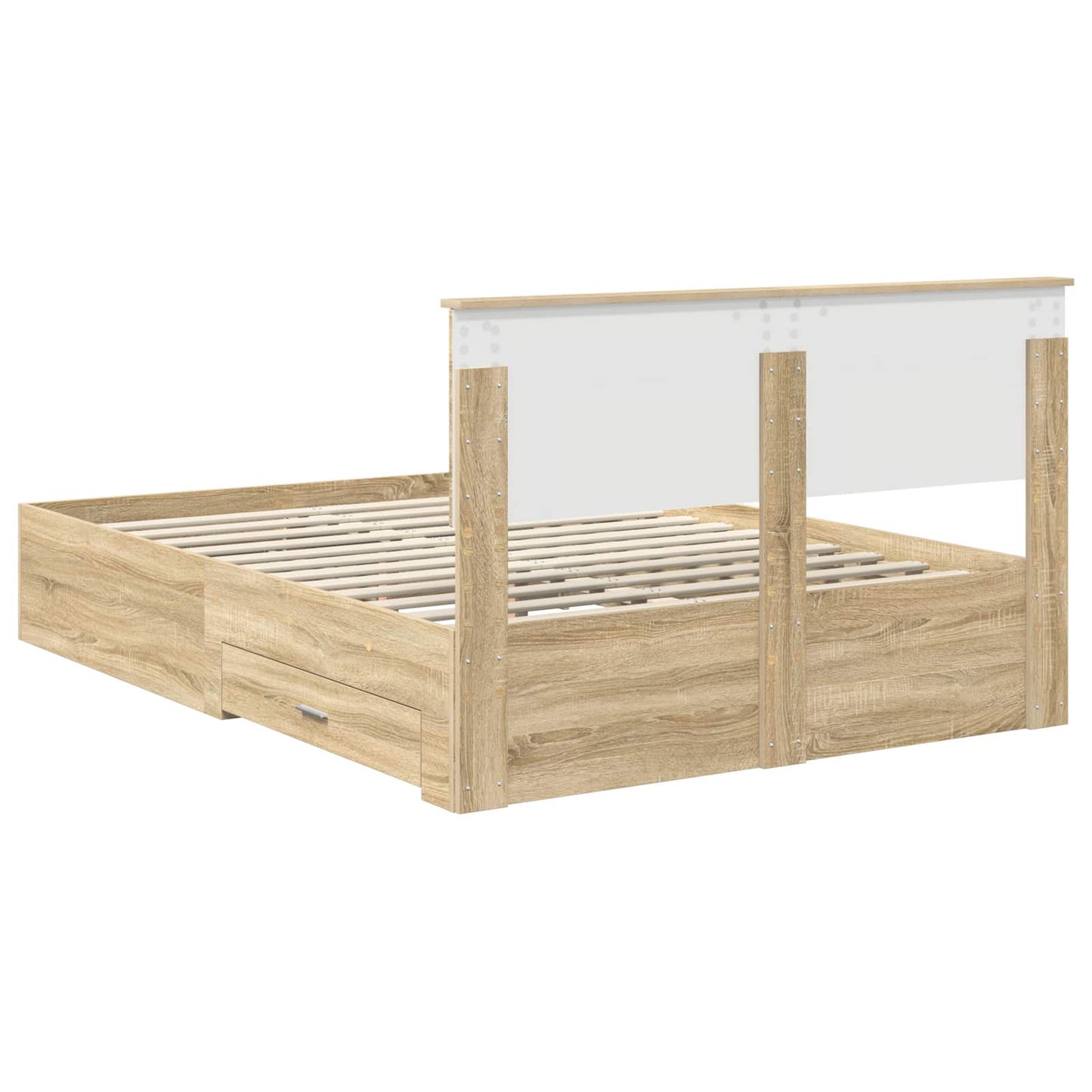 Struttura del letto con cassetto Rovere Sonoma 135 x 190 cm | homemem39