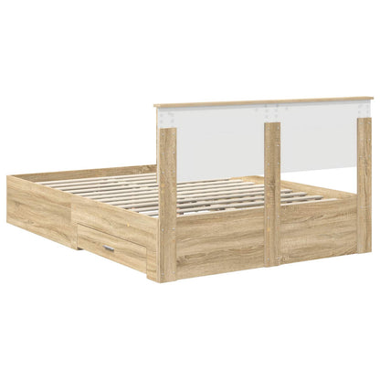 Struttura del letto con cassetto Rovere Sonoma 135 x 190 cm | homemem39