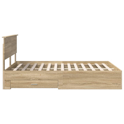 Struttura del letto con cassetto Rovere Sonoma 135 x 190 cm | homemem39